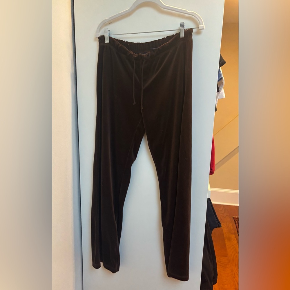 Macy's Brown Velour Track Pants with Elastic Waistband
